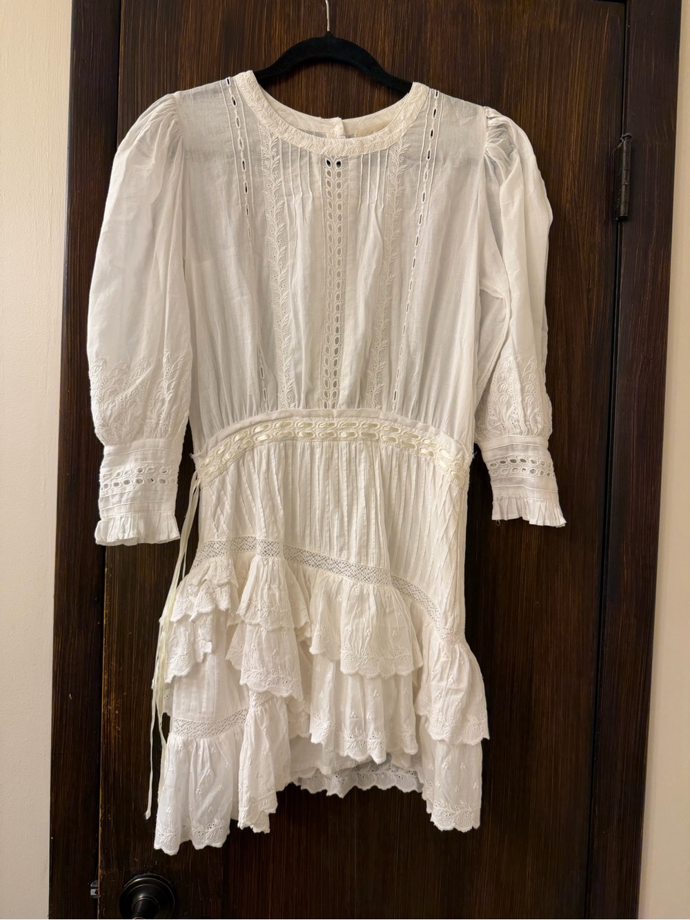 LOVESHACKFANCY Lorelei White Lace Tiered Mini Dress - Picture 5 of 9